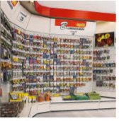 Gondoles d'angle, gondole lisse et tablettes Gondoles d'angle, gondole lisse et tablettes